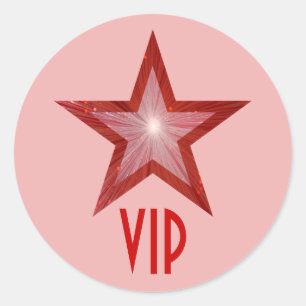 Adesivo Redondo VIP da Estrela Vermelha colante cor-de-rosa pálid