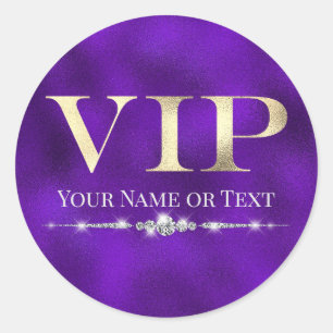 Adesivo Redondo VIP Dourado Glamouroso em Roxo