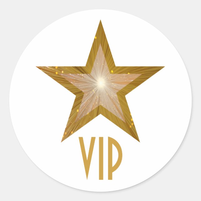 Adesivo Redondo VIP estrelado branco "Dourado" (Frente)