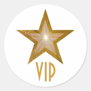 Adesivo Redondo VIP estrelado branco "Dourado"