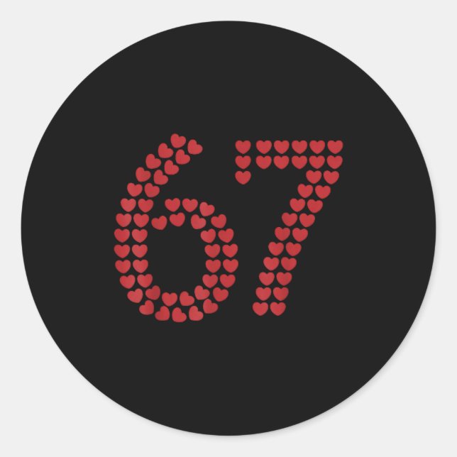 Adesivo Redondo Viral Six Seven Love 67 Hearts Valentine's Day Cli (Frente)