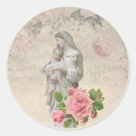 Adesivo Redondo Virgem Abençoada Religiosa Mary Rosas de Jesus