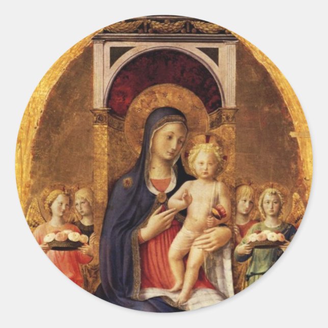 ADESIVO REDONDO VIRGEM COM CRIANÇAS E ÂNGULOS (Frente)