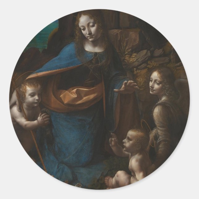 Adesivo Redondo virgem das rochas (Frente)