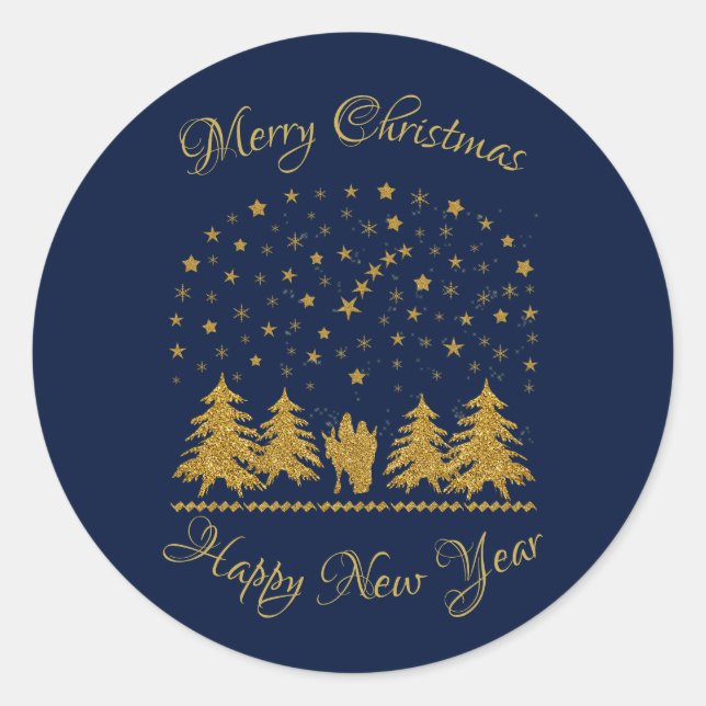 Adesivo Redondo Virgem de Natal Religiosa Maria, Ruas. José, Jesus (Frente)