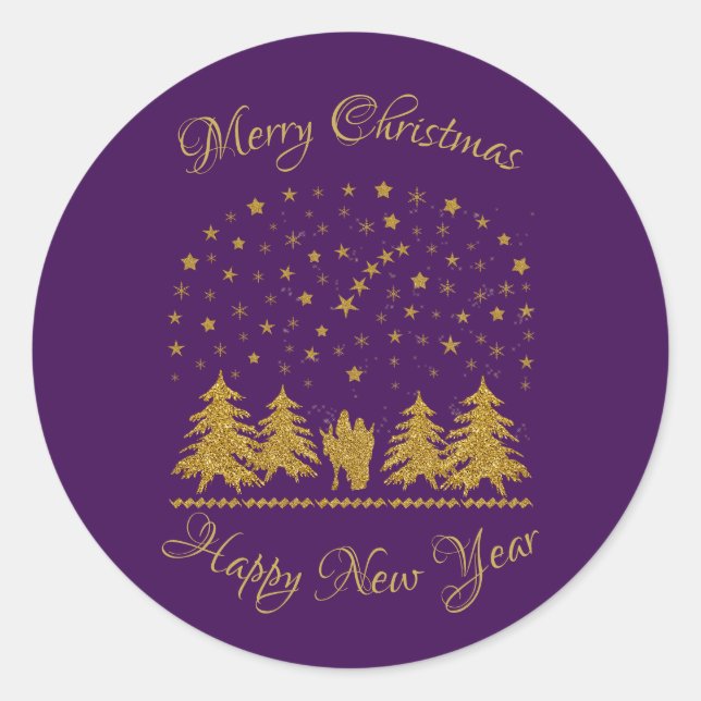 Adesivo Redondo Virgem de Natal Religiosa Maria, Ruas. José, Jesus (Frente)