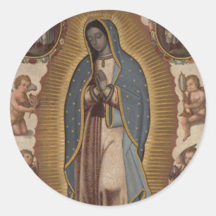 Adesivo Redondo Virgem espanhola religiosa Maria de Guadalupe