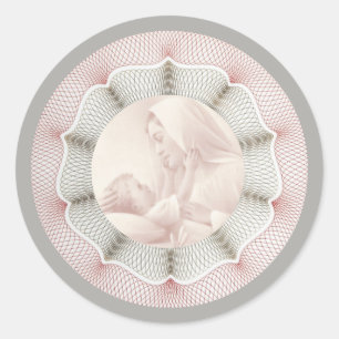 Adesivo Redondo Virgem Imaculada Mary Bebê Jesus Decor Fronteira