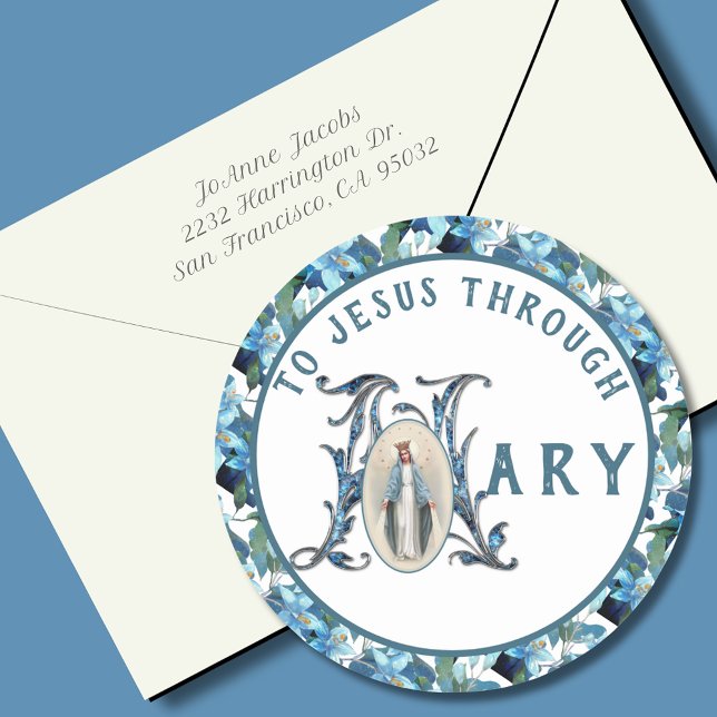 Adesivo Redondo Virgem Maria Católica Religiosa Jesus Cruzando Clá (Criador carregado)