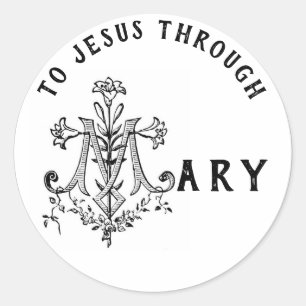 Adesivo Redondo Virgem Maria Cruz de Jesus Católico Religioso