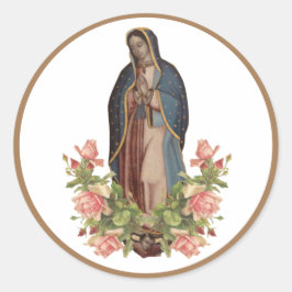 Adesivo Redondo Virgem Maria de Guadalupe Rosa Religiosa