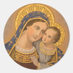 Adesivo Redondo Virgem Maria Jesus, boa conselheira religiosa cat