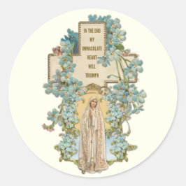 Adesivo Redondo Virgem Maria Nossa Senhora Fatima Religiosa Floral