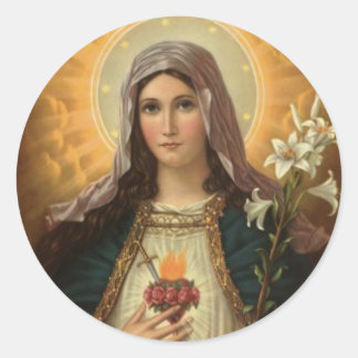 Adesivo Redondo Virgem Marie ao Lys