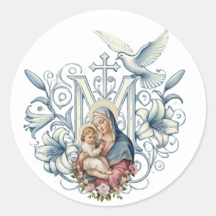 Adesivo Redondo Virgem Religiosa Mary Jesus Marian Cross