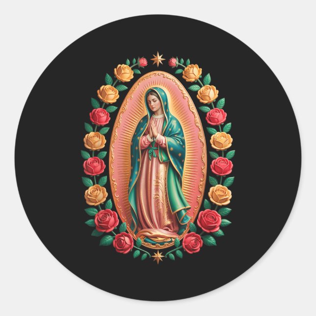 Adesivo Redondo Virgen De Guadalupe Saint Mary Christian Religious (Frente)
