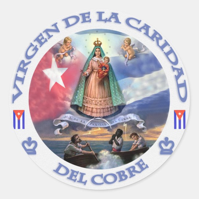 ADESIVO REDONDO VIRGEN DE LA CARIDAD DEL COBRE CUBAN PATRIOT SANTO (Frente)