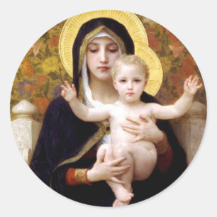 Adesivo Redondo Virgin dos lírios, William-Adolphe Bouguereau
