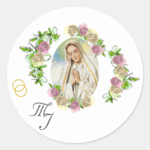 Adesivo Redondo Virgin Mary Monogrammed Wedding