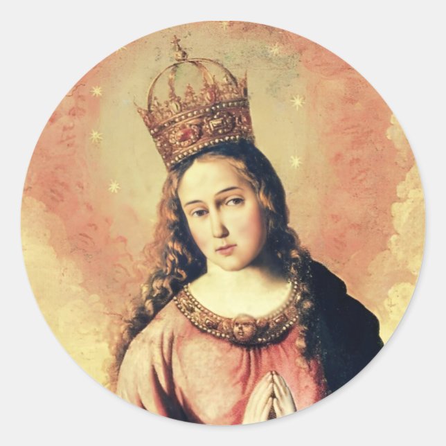 Adesivo Redondo Virgin Mary Regina Caeli Sticker (Frente)