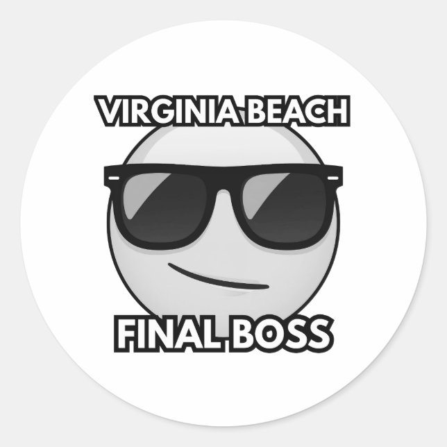 Adesivo Redondo Virginia Beach Final Boss Cool Emoji Sticker (Frente)