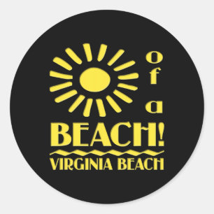 Adesivo Redondo Virginia Beach Souvenir Sun Beaches