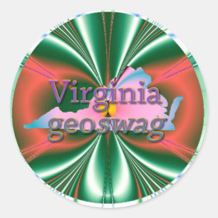 Adesivo Redondo Virginia Geocaching Supply Stickers Geoswag