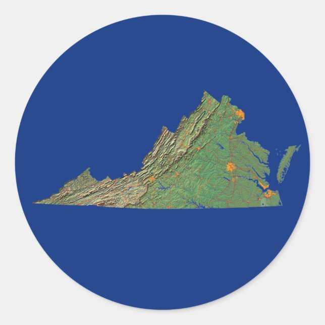 Adesivo Redondo Virginia Map Sticker (Frente)
