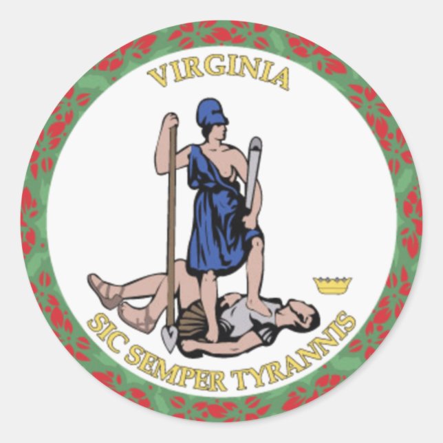 Adesivo Redondo Virginia State Seal (Frente)