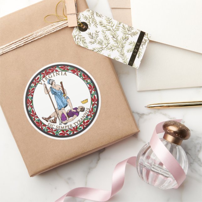Adesivo Redondo Virginia State Seal, a bandeira estadual da Virgín (Presentear)