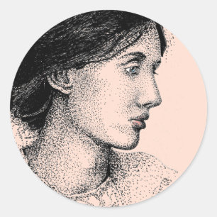 Adesivo Redondo Virginia Woolf Ink Drawing Colorida