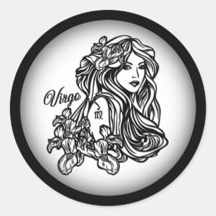 Adesivo Redondo Virgo A Virgem Zodiac White