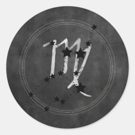 Adesivo Redondo Virgo black stars silver zodiac constellation 