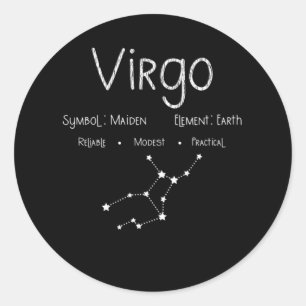 Adesivo Redondo Virgo Horoscope Astrology Star Sinal de Astrologia