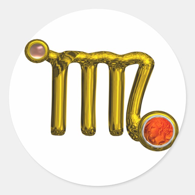 ADESIVO REDONDO VÍRGO/JÚRI DO AGATO DE LARANJA DOURADO ZODIAC SINA