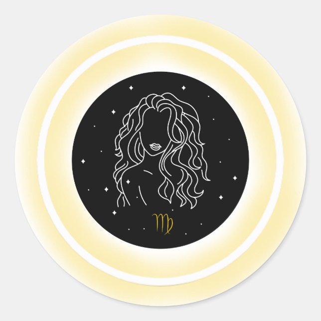 Adesivo Redondo Virgo Symbol – Minimal Astrology Emblem (Frente)
