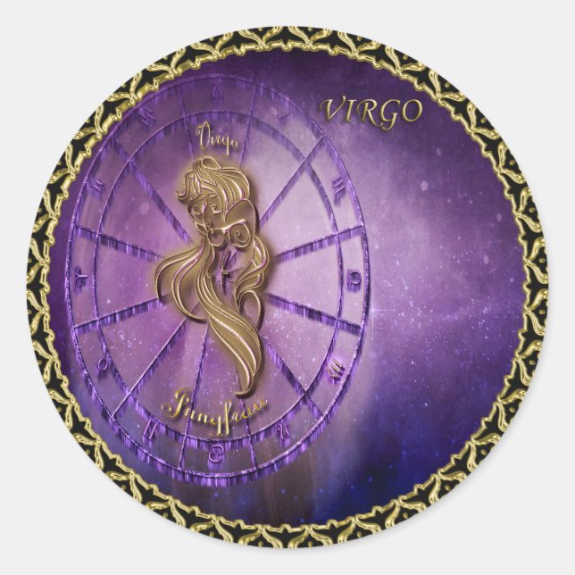 Adesivo Redondo virgo Zodiac Astrologia design Horoscópio (Frente)