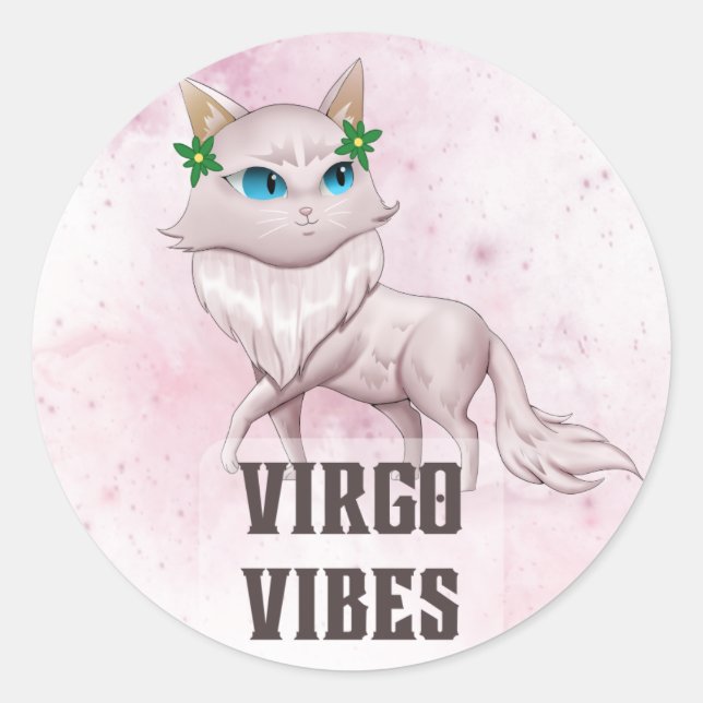 Adesivo Redondo Virgo Zodiac Decal para Amantes de Astrologia (Frente)
