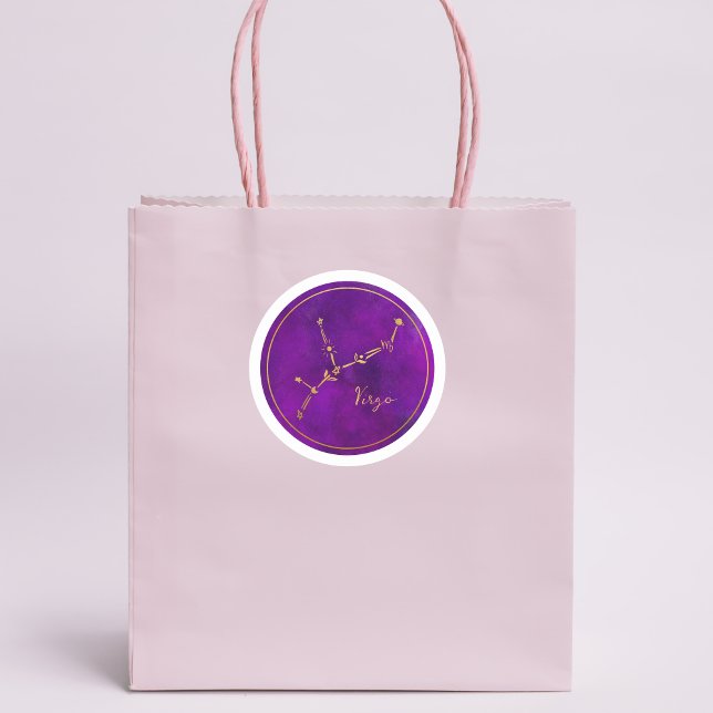 Adesivo Redondo Virgo Zodiac - Símbolo Dourado Constelação (Criador carregado)