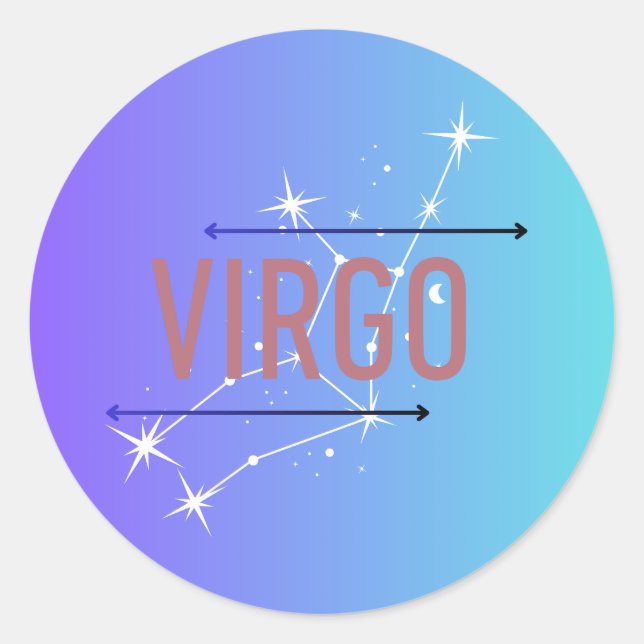 Adesivo Redondo Virgo Zodiac Sticker Azul (Frente)