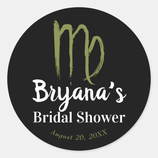 Adesivo Redondo VIRGO Zodíaco Agosto Setembro Festa de Noivado  (Frente)