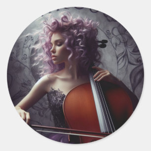 Adesivo Redondo Virgo Zodiat Músico Cello