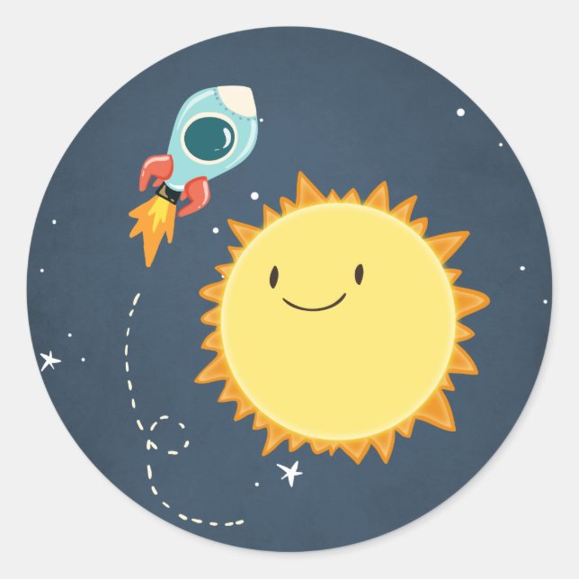 Adesivo Redondo Vírgula do Vinheta do Espaço Selo Exterior (Frente)