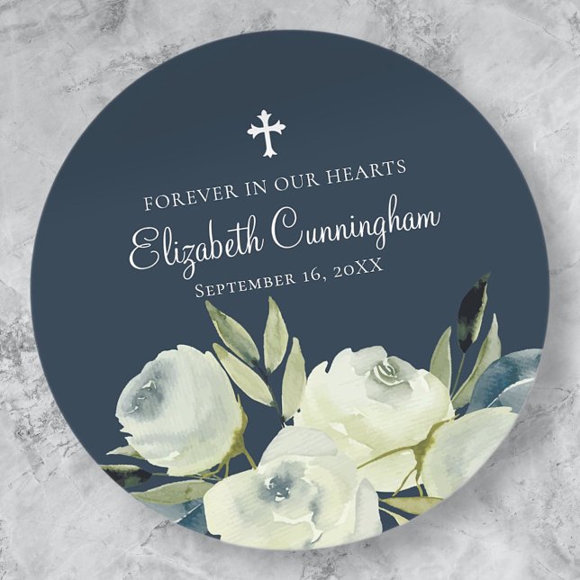 Adesivo Redondo Vírgula Floral de Flor de Aquarela (Criador carregado)