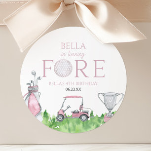 Adesivo Redondo Virning Forn Pink Golf 4ª Festa de Aniversário