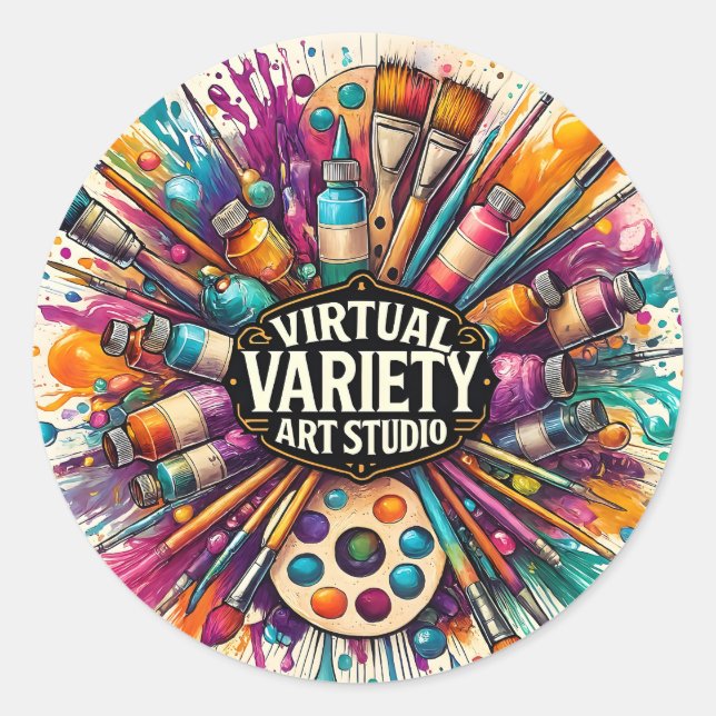 Adesivo Redondo Virtual Variety Art Studio -  (Frente)