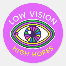 Adesivo Redondo Visão Baixa, Alta Esperança Consciência Personaliz