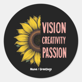 Adesivo Redondo Visão Engraçada, Criatividade e Paixão Celebram Mu