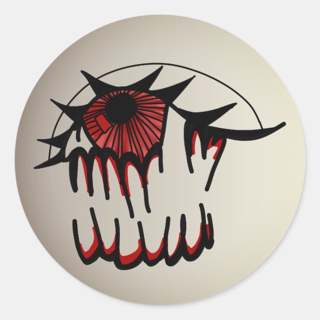 Adesivo Redondo Visão Sanguínea Psicodélica (Frente)