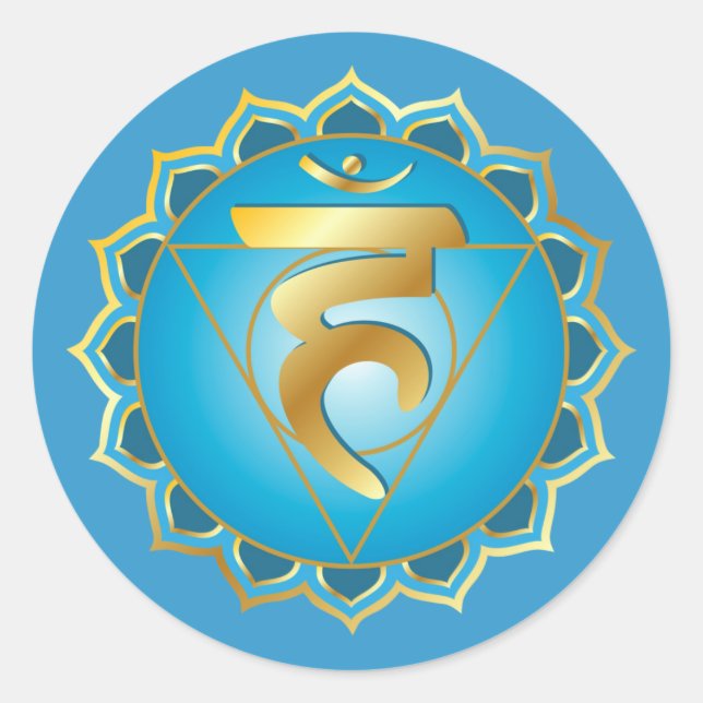 Adesivo Redondo Vishuddhi ou garganta chakra Sticker (Frente)